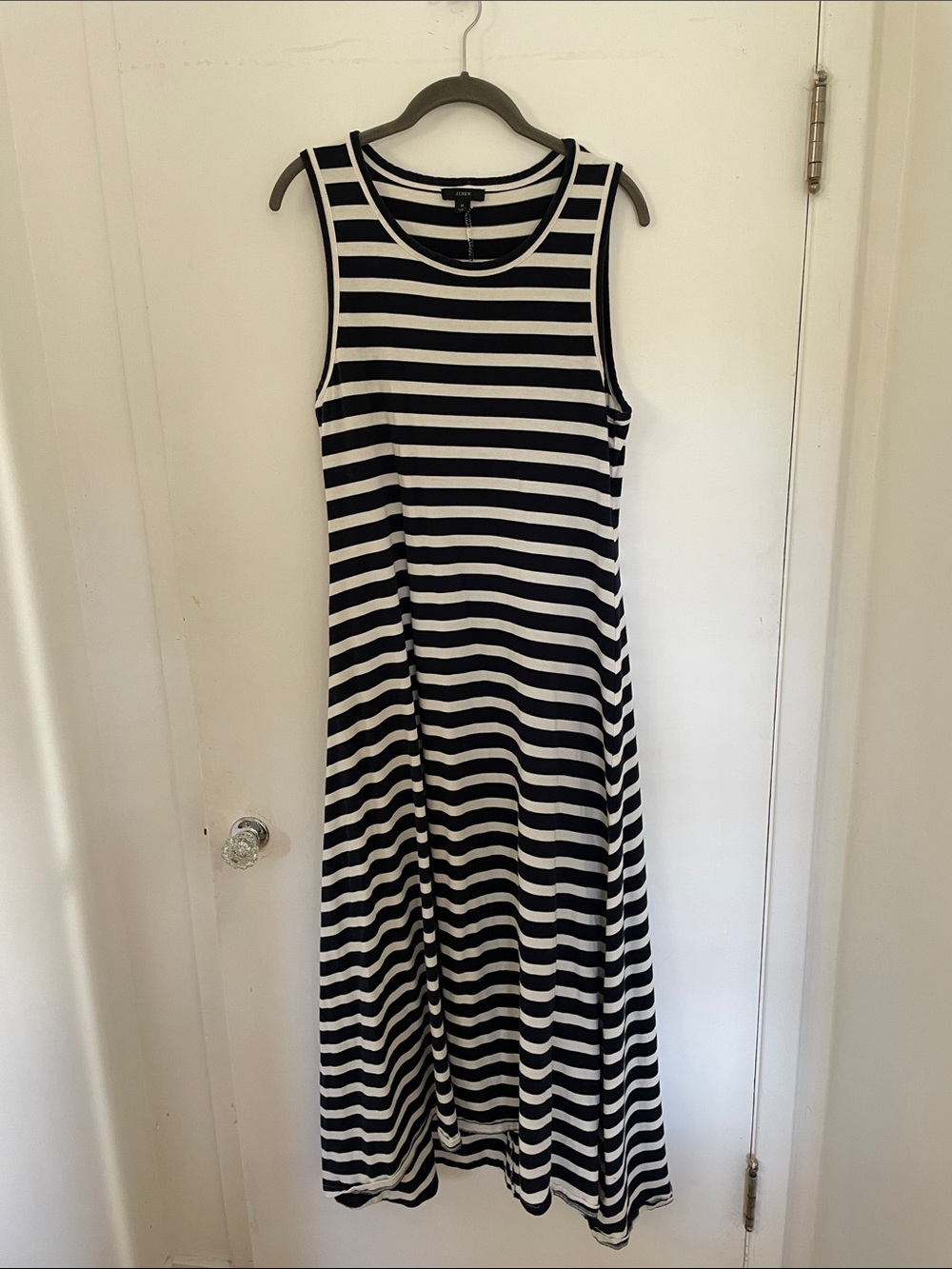 J. Crew Navy and White Striped Sleeveless Maxi Dress